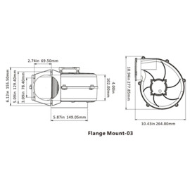 Heavy duty, flens montage Bilge ventilator/luchtververser, 24V, 550 m3/uur (Ø 150 mm)