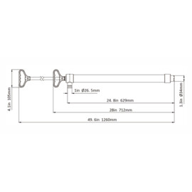 Handpomp 1260 mm, 34 mm slangaansluiting