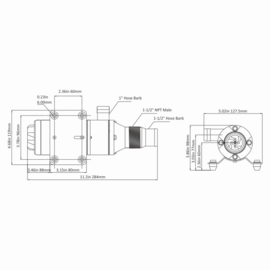 Versnijdende pomp (macerator pomp), 12V, 45 L/min
