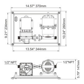 Waterpomp en accumulatortanksysteem, 12V, 11.3 L/Min, Inschakeldruk 3.1 bar, Uitschakeldruk 3.8 bar, 0.75L drukvat