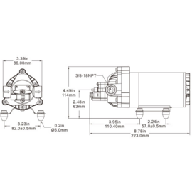 Borstelloze Heavy duty hogedruk Membraanpomp, 24V, 5.5 L/min, uitschakeldruk 5.5 bar