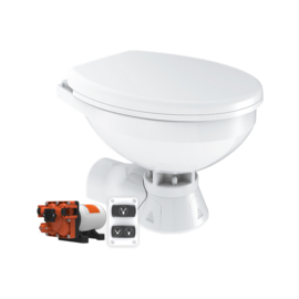 Quiet Flush 24V (Normaal) boottoilet - met spoelpomp, compleet voor aanzuigen van buitenwater of aansluiten op watertank