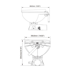 Quiet Flush 24V (regular) Marine Toilet - With flush pump, Complete for Drawing outside Water or from the watertank