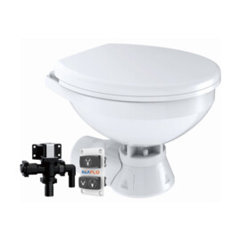 Quiet Flush 12V (Normaal) boottoilet - met solenoïde klep, compleet voor aansluiting op bestaand watersysteem