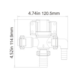 Quiet Flush 24V (Normaal) boottoilet - met solenoïde klep, compleet voor aansluiting op bestaand watersysteem
