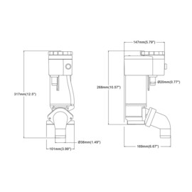 Elektrische afvoerpomp 12V, geschikt voor SEAFLO SFMTE1-02 & SFMTE1-02-R toilet