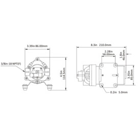 Heavy duty hogedruk membraanpomp, 230V, 3.8 L/min, uitschakeldruk 4.1 bar