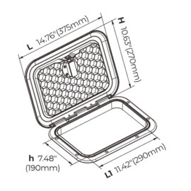 Zwart toegangsluik met slot - 270 mm x 375 mm