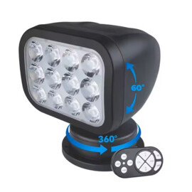 LED Zoeklicht met Draadloze afstandsbediening - 400 m straal- Warm Wit 2700K - Zwarte behuizing - 10-30V - IP65
