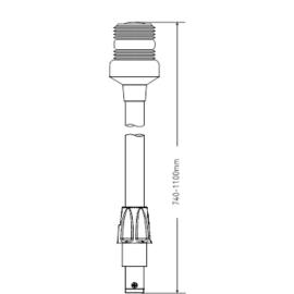 LED Rondomschijnend Paallicht - 03 Series - Plug-in montage - 12VDC - IP65 – Daglichtwit 4000-4500K - Hoogte 740 - 1100 mm