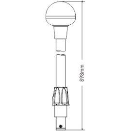 LED Rondomschijnend Paallicht - 02 Series - Plug-in montage - 12VDC – IP65 - Daglichtwit 4000–4500K - Hoogte 898 mm