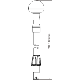 LED Rondomschijnend Paallicht - 02 Series - Plug-in montage - 12VDC – IP65 - Daglichtwit 4000–4500K - Hoogte 740-1100 mm
