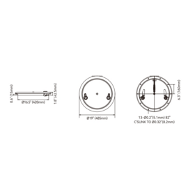 Zwart aluminium rond Dekluik - Frame maat 485mm (19\") - Inbouwmaat 420mm (16.5\")