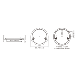 Zwart aluminium rond Dekluik - Frame maat 545mm (21.4\") - Inbouwmaat 480mm (18.9\")