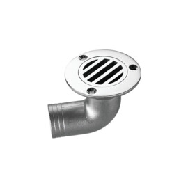 Dekafvoer - 90 graden - 316 RVS - Slangaansluiting Ø 38 mm (1.5 inch) - H: 79 mm (3,11 inch) - spiegelpolijsting - 339,2 g