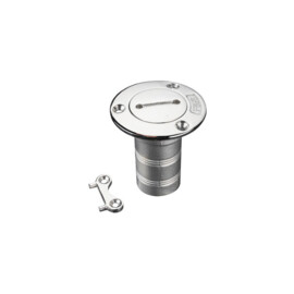 Dekvuldop met sleutel - slangaansluiting Ø 38mm (1,5 inch) - water - 316 RVS - Inclusief RVS Ketting en Sleutel