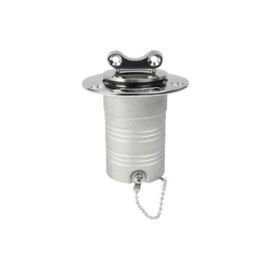 Dekvuldop met sleutel - slangaansluiting Ø 38mm (1,5 inch) - water - 316 RVS - Inclusief RVS Ketting en Sleutel
