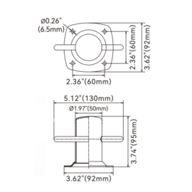 Bolder met voetplaat, geperst - 316 RVS - 92 x 92 mm - hoogte 95 mm - spiegelpolijsting - zware uitvoering - gewicht 368 g