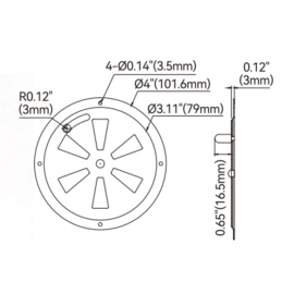 Butterfly Vent - 304 RVS - Ø 100 mm (4 inch) - handmatig verstelbaar - corrosiebestendig