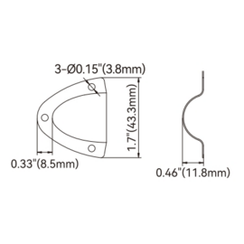 Ventilatieschelp / ontluchtingskap - 316 roestvrij staal - 43,3 x 42,4 mm (1,7 x 1,67 inch) - gewicht 5 g