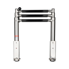 Uittrekbare Platformladder - 316 RVS - 3 treden - L: 875 mm (35 inch) / ingeklapt 370 mm (14,5 inch) - B: 254 mm (10 inch)