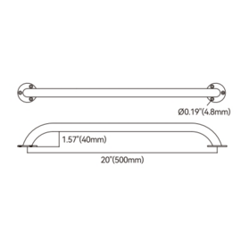 Ronde Handreling met ronde voet - 316 RVS - Ø 22 mm (0,87 inch) - lengte 500 mm (20 inch) - gewicht 390,4 g
