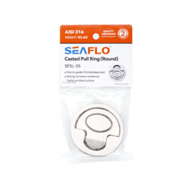 Luikring, gegoten rond - 316 RVS - Ø 50 mm - hoogte 18 mm - spiegelpolijsting - gewicht 83,6 g - marine luik- en kastgreep