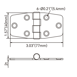 Scharnier gestanst - 316 RVS - 40 x 77 mm (1,57 x 3,03 inch) - gewicht 55 g