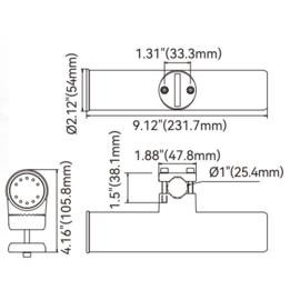 Hengelhouder - RVS - klemmontage Ø buis 22–25 mm - binnendiameter 42 mm - lengte 230 mm - spiegelpolijsting