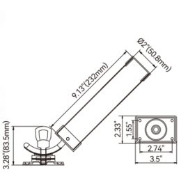 Hengelhouder - Dekmontage - RVS - binnendiameter 42 mm - lengte 230 mm - spiegelpolijsting