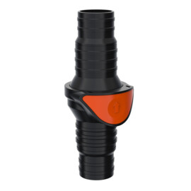 Terugslagklep, inline, 32-38 mm (1¼\"-1½\") slang aansluitingen - quick connect sluiting - waterpomp terugslagklep