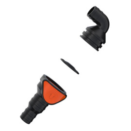 Terugslagklep, 90° graden hoek, 32-38 mm (1¼\"-1½\") naar 32 mm (1¼\") slang aansluitingen - quick connect sluiting - waterpomp