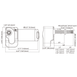 Ruitenwissermotor 12 Nm - 24V - Aslengte 94 mm (3.70) - 2-staps - Serie 01