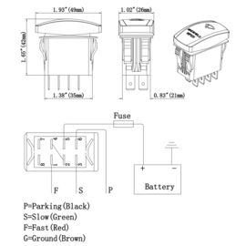Ruitenwisserschakelaar met LED - 12/24V - 20A - Serie 01
